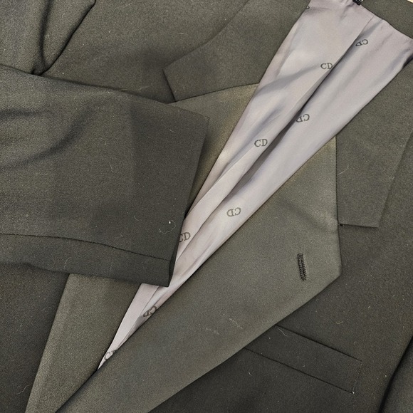 Christian Dior Vintage 80s 90s‎ Black Peak Lapel 1-Btn Tuxedo Formal Blazer 43L